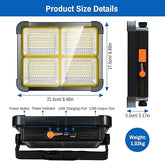 100W Rechargeable LED Work Light with Solar Panel – Portable Flood